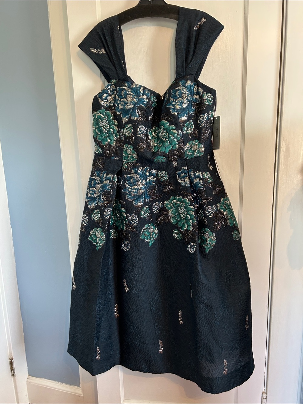 NWT Teri Jon by Rickie Freeman Navy Formal Dress Fit and Flare Size 18